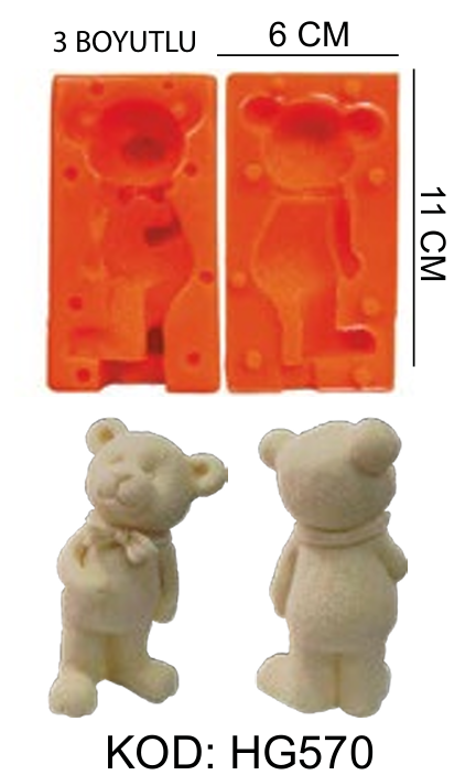 3-D Ayıcık Silikon Kalıbı HG570