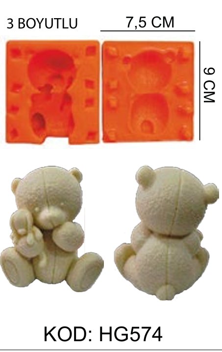 Ayıcık 3-D Silikon Kalıp HG574