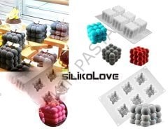 SİLİKOLOVE KÜP BENEKLİ SİLİKON KEK VE DONDURMA KALIBI 6 BÖLMELİ