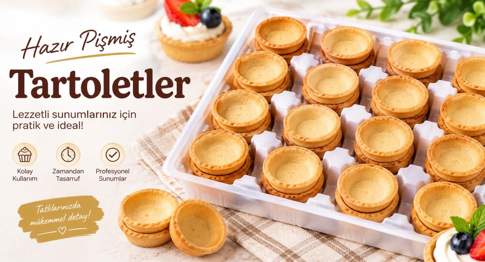 Tatlı Tartolet Hazır Pişmiş 60 Adet