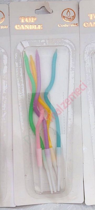 KIVRIK DÖNERLİ PASTA MUMLARI KARIŞIK RENKLİ 5 Lİ PAKET