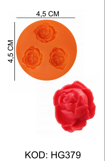 3LÜ GÜL TEMALI SİLİKON KALIP HG379