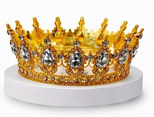 Metal Pasta Tacı Gold Beyaz Taşlı