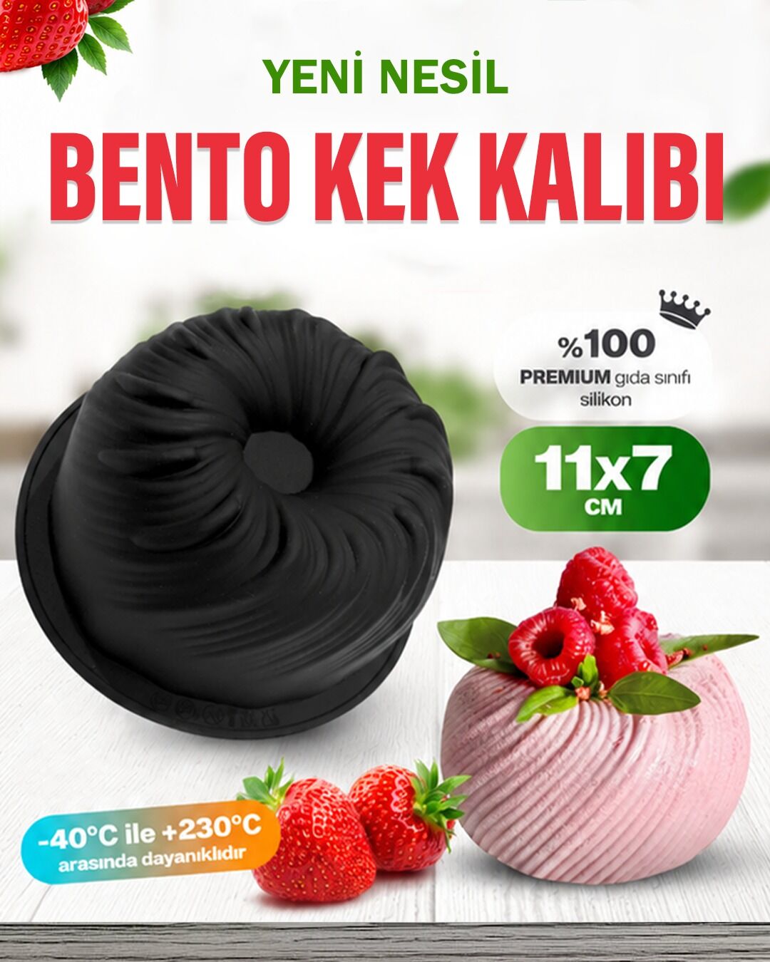 Bento Kek Kalıbı Silikon Burgu Desenli Yeni Nesil Kek Kalıbı 11x7 cm