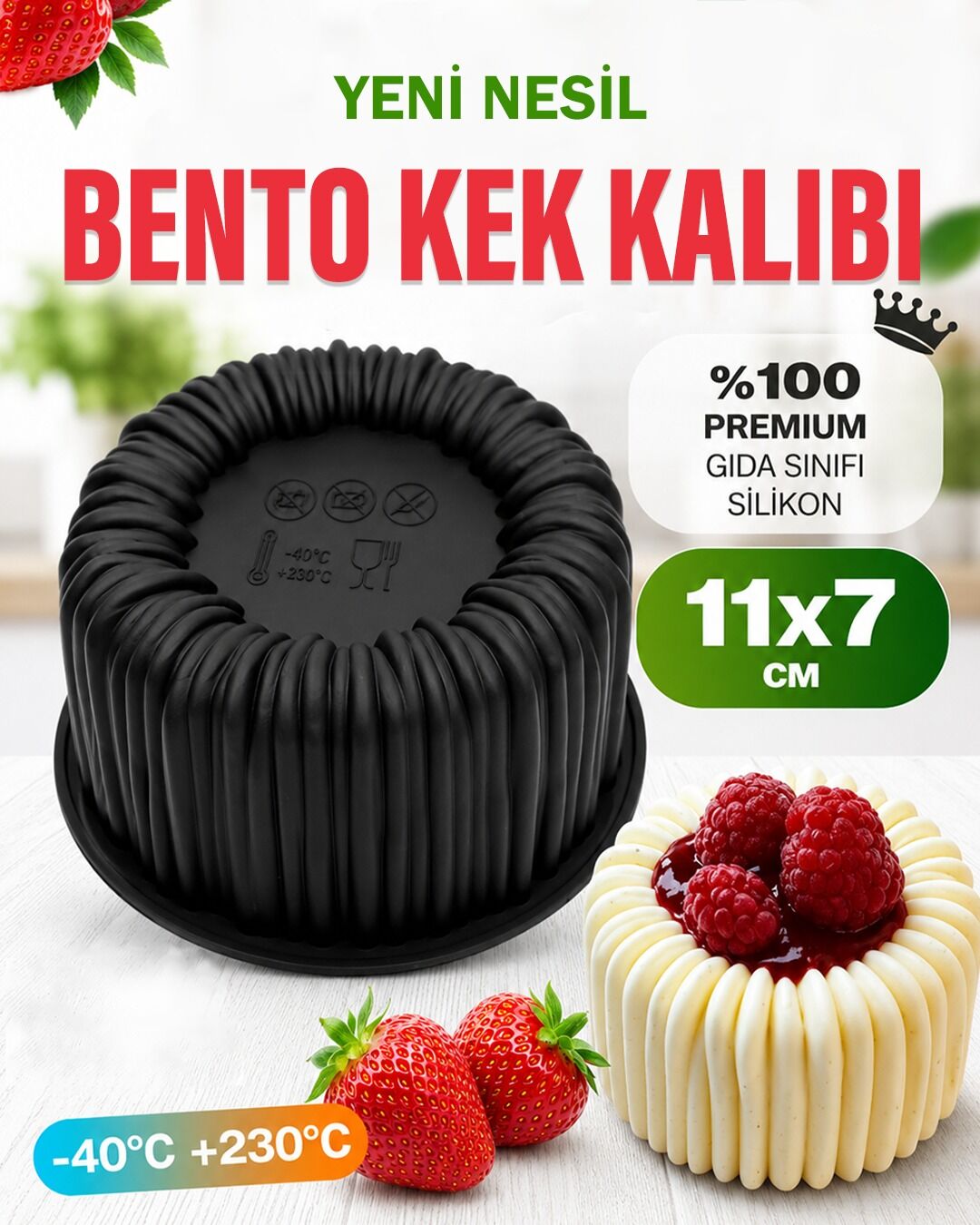 Bento Kek Kalıbı İnci Çizgi Desenli Kek Kalıbı 11X7 cm