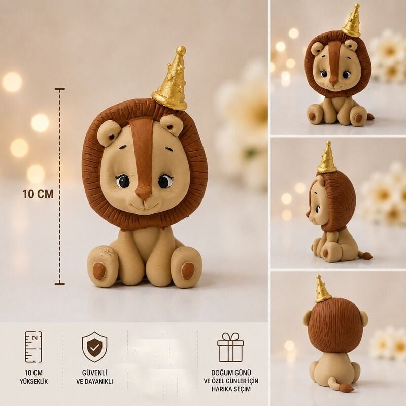 Sevimli Aslan Pasta Süsü Figürü 10 cm