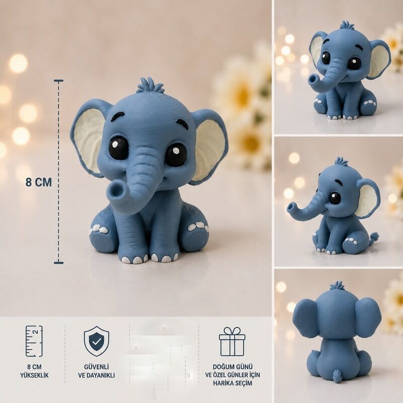 Sevimli Fil Pasta Süsü Figürü 8 cm