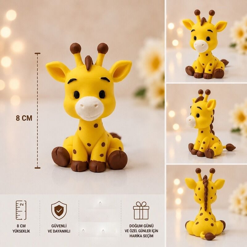 Sevimli Zürafa Pasta Süsü Figürü 8 cm