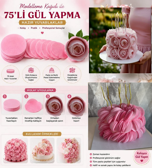 Pembe Modelleme Kağıdından 5cm Yuvarlak 75li Paket