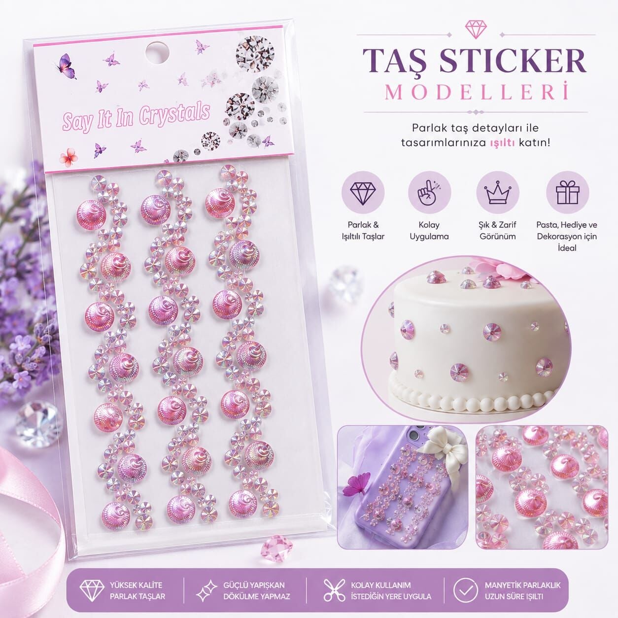 Taş Mücevher Sticker Deniz Kabuğu Pembe Model