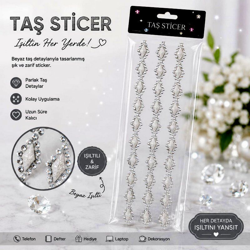 Taş Mücevher Sticker Sedef Renk