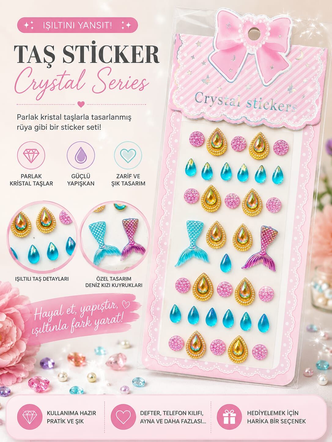 Taş Sticer Balık Kuyruğu Modelli